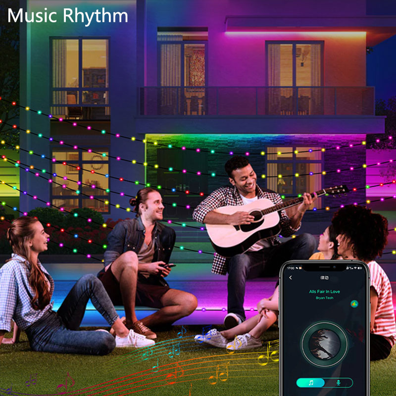 DC5V USB Powered RF Remote Control & APP Control Color Chasing RGB LED Christmas String Lights Kit DC5V USB Powered RF Remote Control & APP Control Color Chasing RGB LED Christmas String Lights Kit